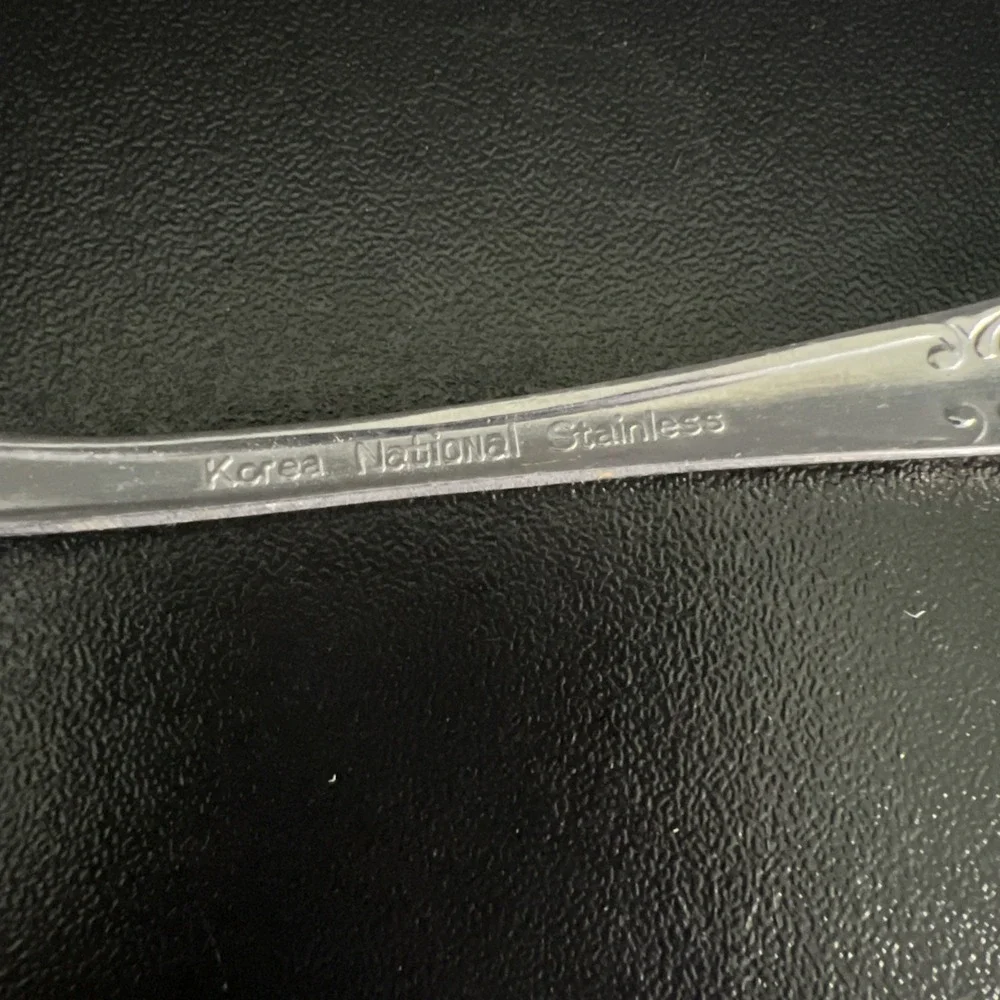 FLOWER & SCROLL 5‎ O'CLOCK SPOON BY NATIONAL STAINLESS KOREA TEASPOON